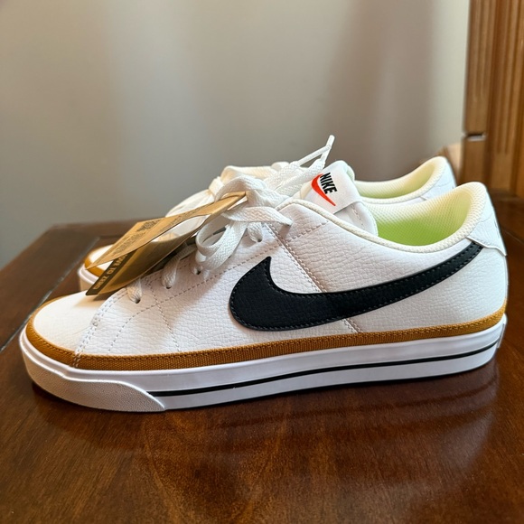 Nike Shoes - Nike White and Black Sneakers with Tan Trim 10